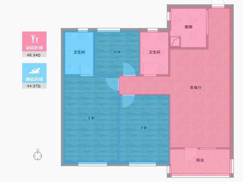 湖北省-武汉市-万科汉口传奇锦棠-91.00-户型库-动静分区