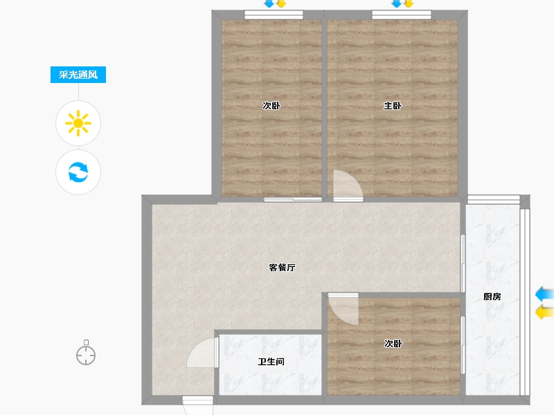 天津-天津市-冬云里-70.00-户型库-采光通风