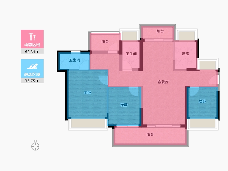 广东省-惠州市-龙光玖榕府-85.57-户型库-动静分区