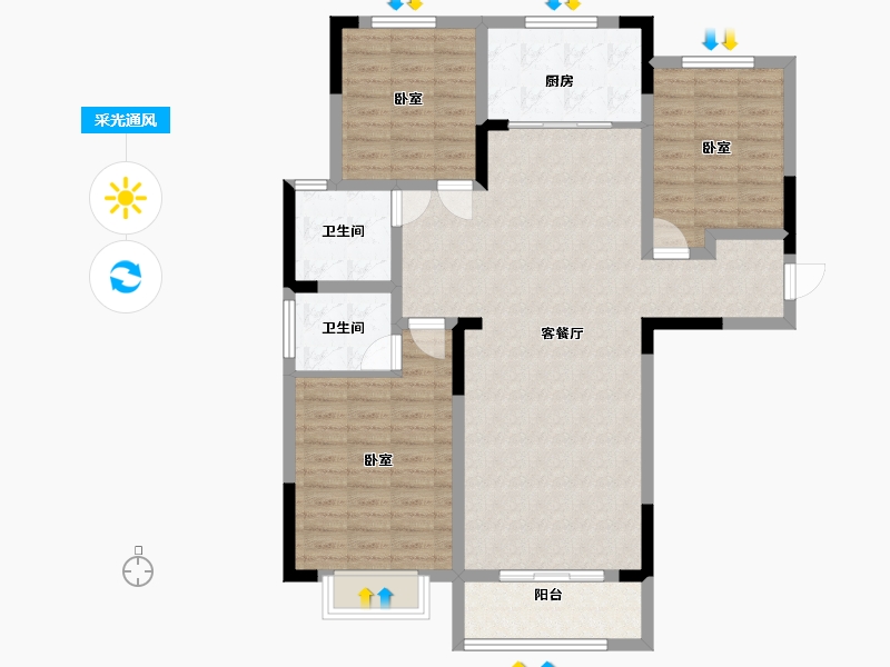 河南省-洛阳市-耀华新苑-105.15-户型库-采光通风