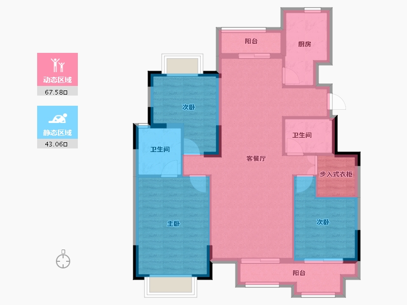 江苏省-镇江市-恒泰·蓝湾-99.55-户型库-动静分区