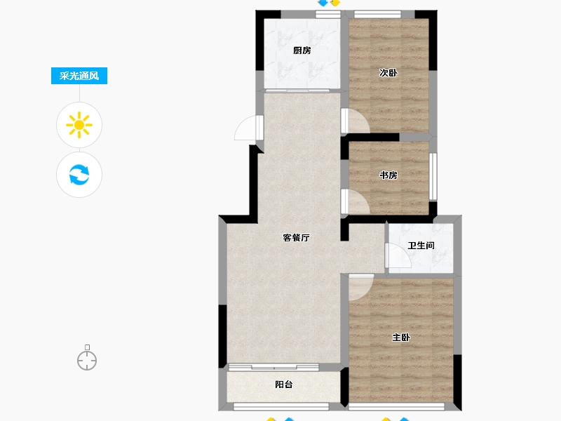 江苏省-镇江市-恒泰·蓝湾-70.57-户型库-采光通风