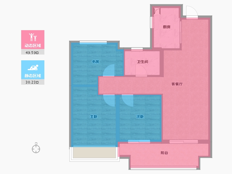 山东省-青岛市-佳源双子星城-71.39-户型库-动静分区