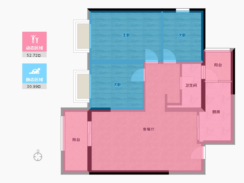 云南省-昆明市-俊发文倾苑-70.00-户型库-动静分区