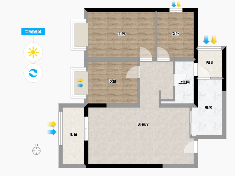 云南省-昆明市-俊发文倾苑-70.00-户型库-采光通风