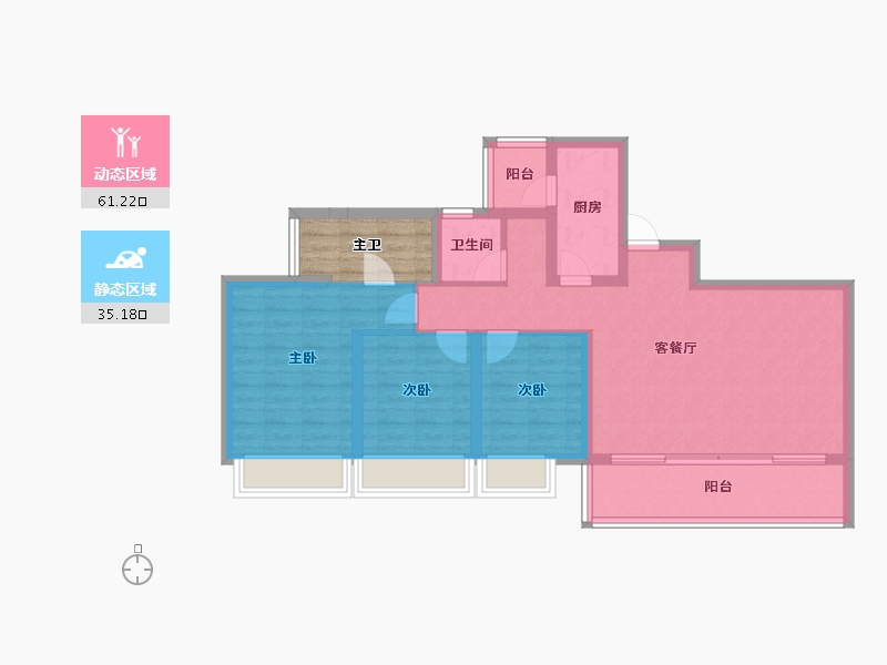 浙江省-金华市-御景峰阁-91.38-户型库-动静分区