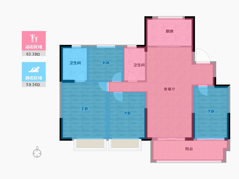 江苏省-镇江市-雍和雅苑-111.24-户型库-动静分区