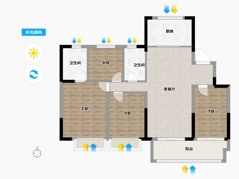 江苏省-镇江市-雍和雅苑-111.24-户型库-采光通风