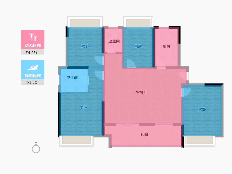 江苏省-镇江市-路劲港欣城-113.61-户型库-动静分区