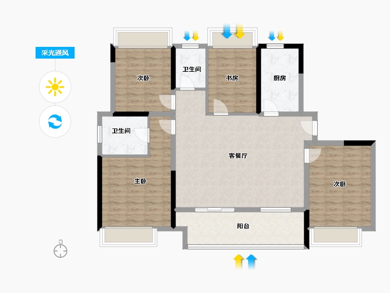 江苏省-镇江市-路劲港欣城-113.61-户型库-采光通风