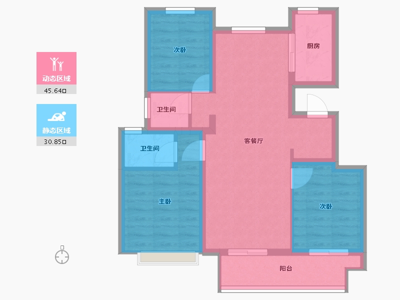 江苏省-镇江市-阳光城·尚海茗苑-67.76-户型库-动静分区