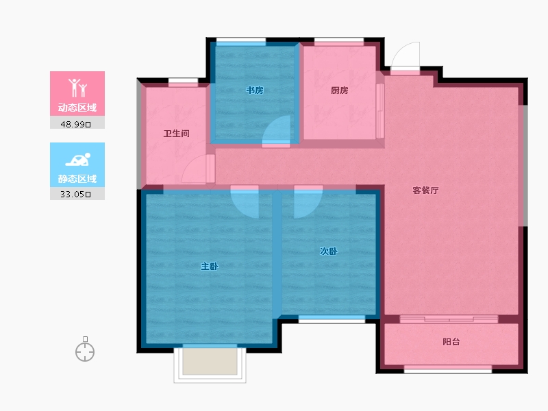 江苏省-镇江市-恒泰·蓝湾-72.37-户型库-动静分区