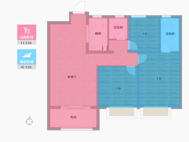 山东省-潍坊市-蓝城清风明月明月苑-84.01-户型库-动静分区