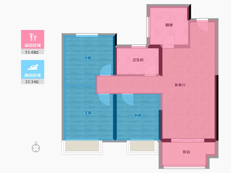 江苏省-镇江市-金科祥生·悦园-77.60-户型库-动静分区