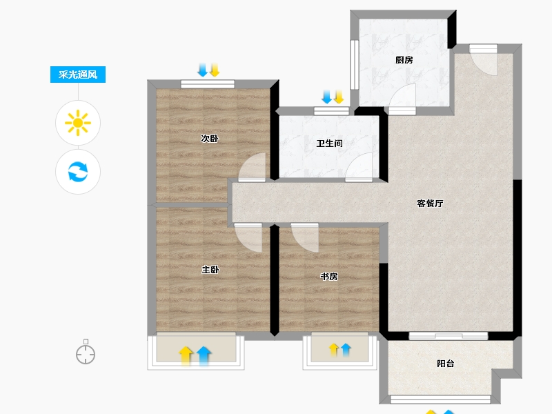 江苏省-镇江市-金科祥生·悦园-77.60-户型库-采光通风