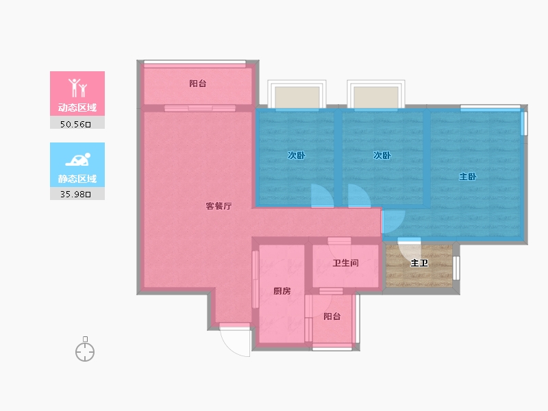 浙江省-金华市-御景峰阁-79.84-户型库-动静分区