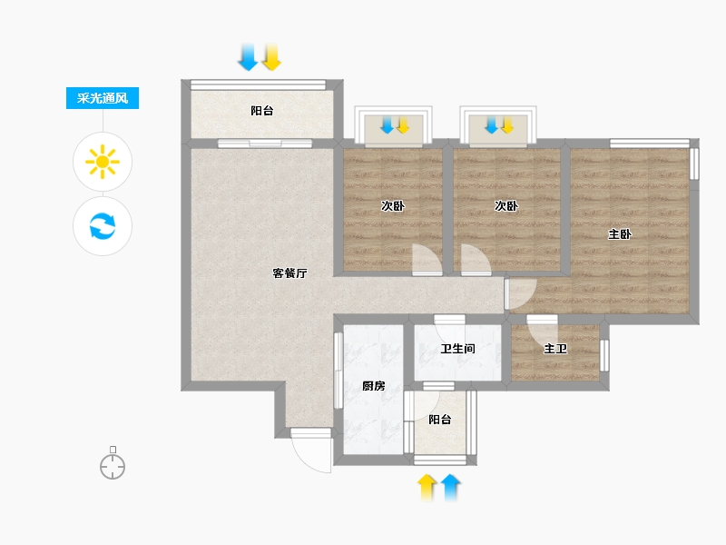 浙江省-金华市-御景峰阁-79.84-户型库-采光通风