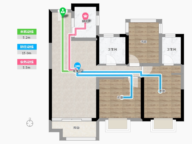 江苏省-镇江市-恒泰·蓝湾-74.40-户型库-动静线