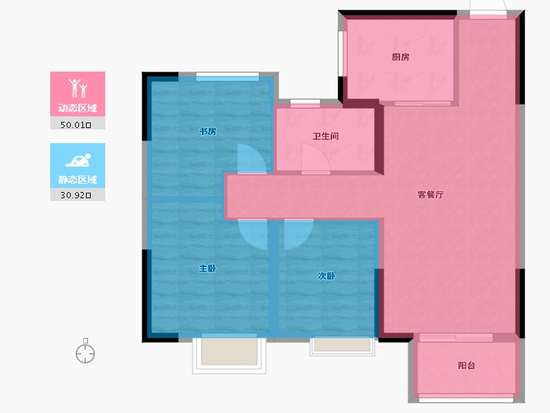 江苏省-镇江市-金辉·芸都尚院-72.57-户型库-动静分区