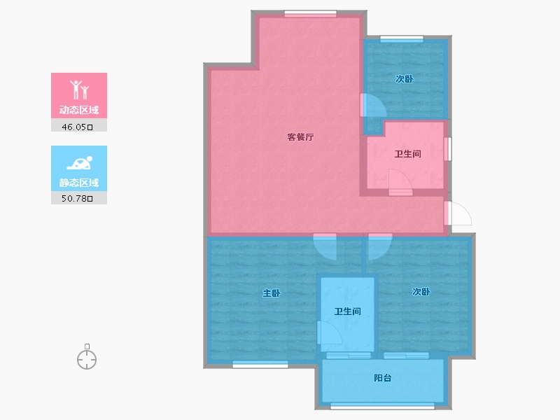 江苏省-镇江市-悦泰·悦河湾-87.38-户型库-动静分区