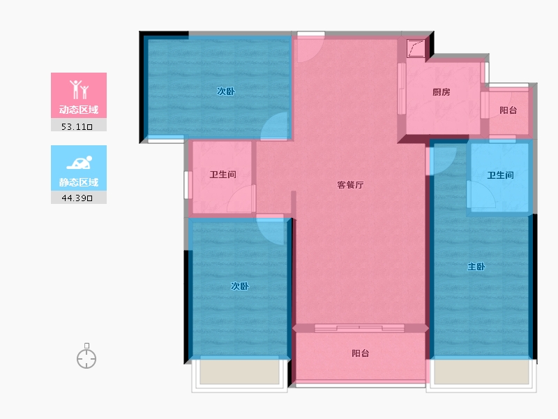 四川省-成都市-金沙宸宇公馆-86.85-户型库-动静分区