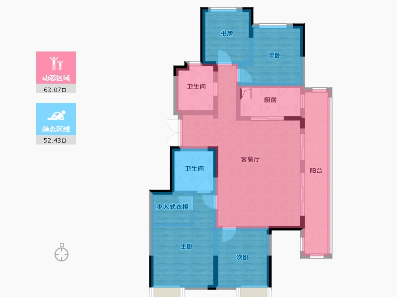 浙江省-金华市-南江西园-101.60-户型库-动静分区