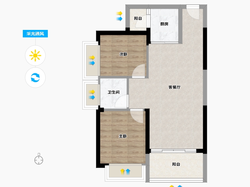 广东省-惠州市-鸿润腾韵花园-56.58-户型库-采光通风