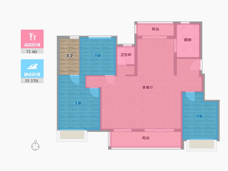 浙江省-金华市-江悦府-102.67-户型库-动静分区