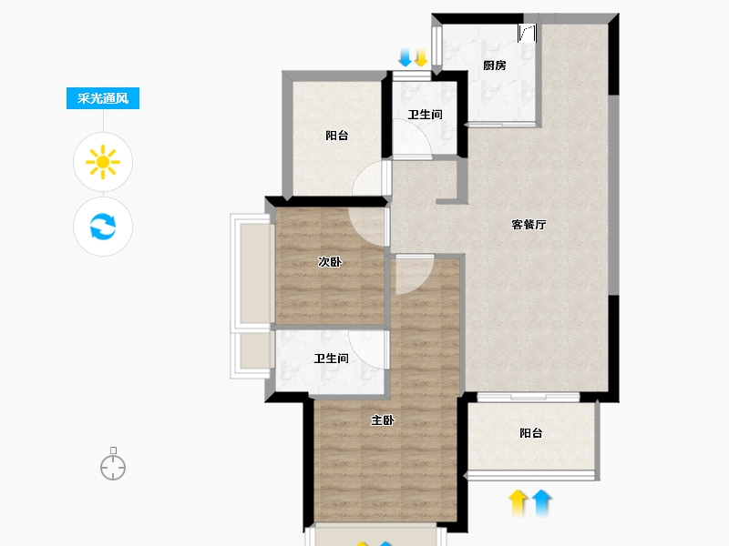 广东省-惠州市-保利鹿江来-76.81-户型库-采光通风