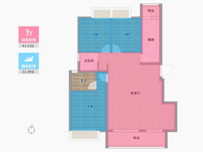 浙江省-金华市-江悦府-88.33-户型库-动静分区