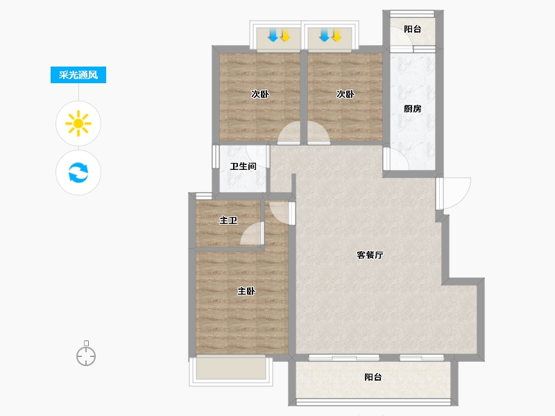 浙江省-金华市-江悦府-88.33-户型库-采光通风