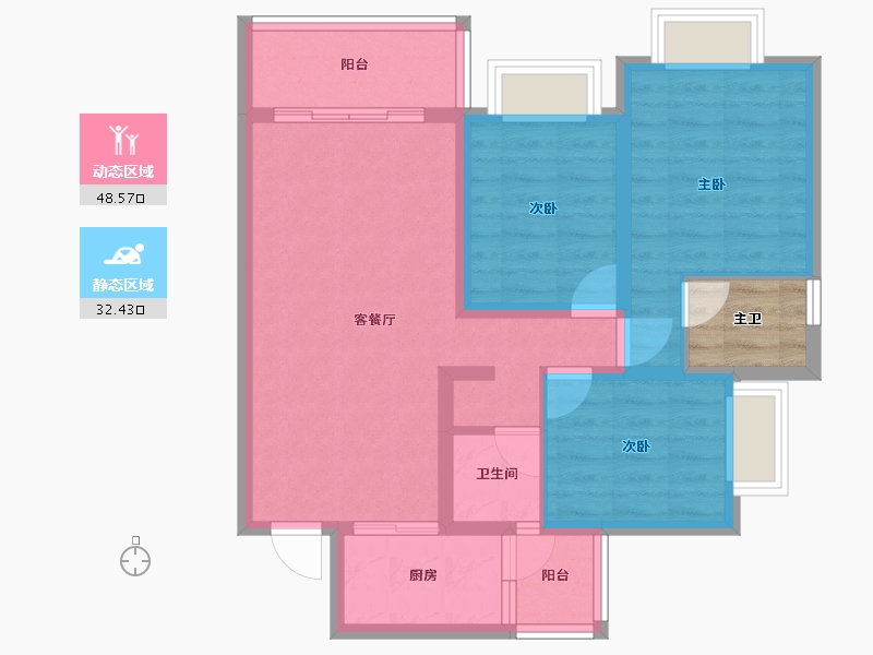 浙江省-金华市-御景峰阁-74.68-户型库-动静分区