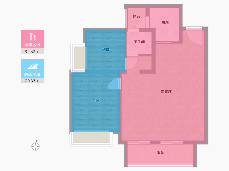 浙江省-金华市-江悦府-67.23-户型库-动静分区