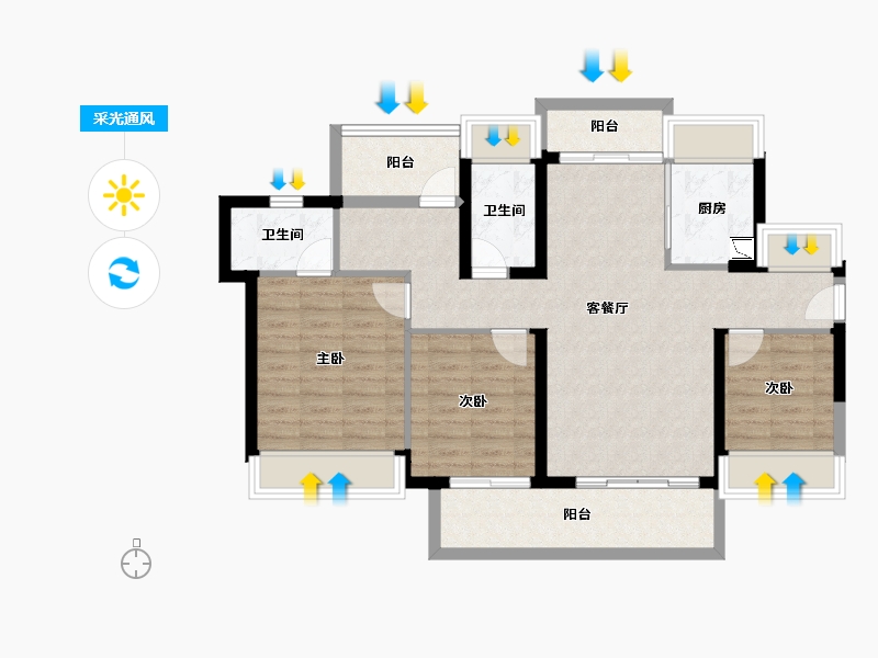 广东省-惠州市-龙光玖榕府-91.42-户型库-采光通风