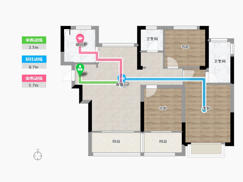 浙江省-金华市-万固云泰璟园-84.80-户型库-动静线