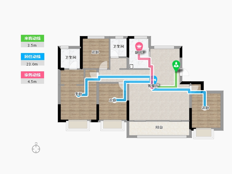 浙江省-金华市-万固云泰璟园-104.00-户型库-动静线