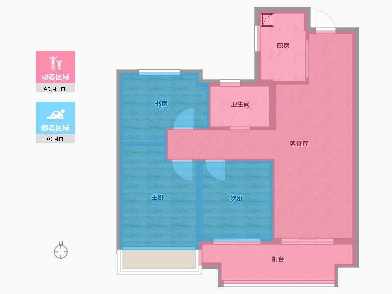 山东省-青岛市-佳源双子星城-71.43-户型库-动静分区