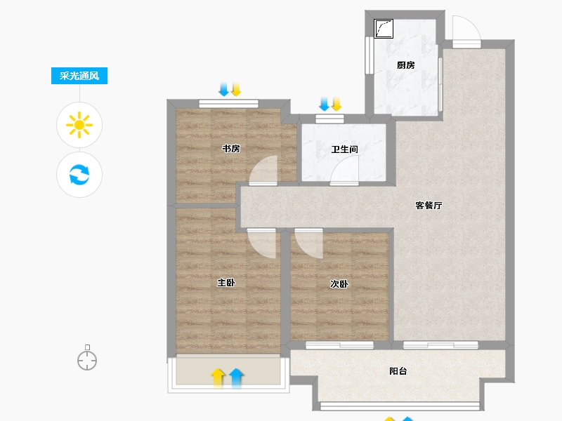 山东省-青岛市-佳源双子星城-71.43-户型库-采光通风