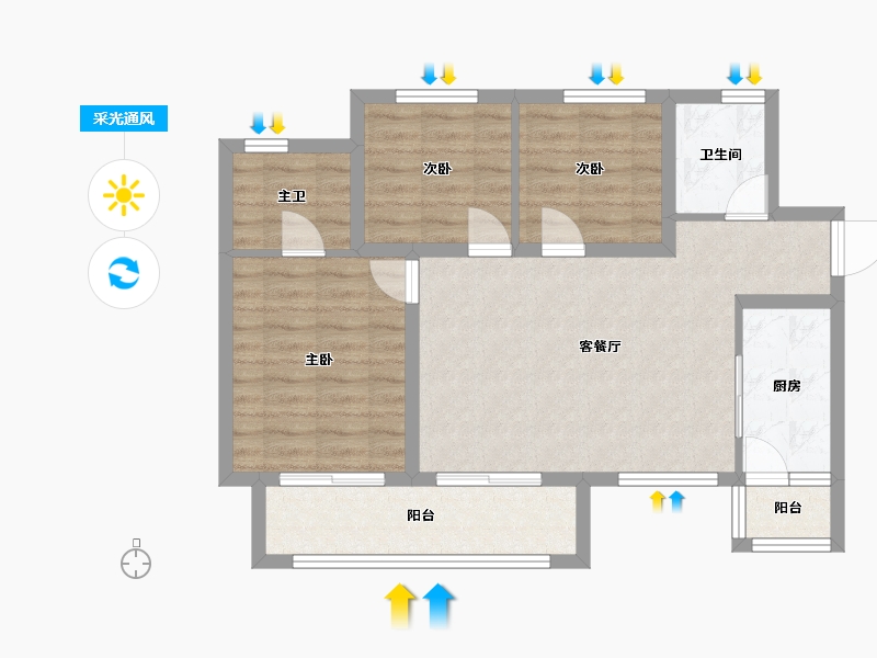 浙江省-金华市-江悦府-75.40-户型库-采光通风