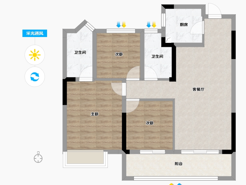 浙江省-金华市-诚通悦江湾-79.19-户型库-采光通风