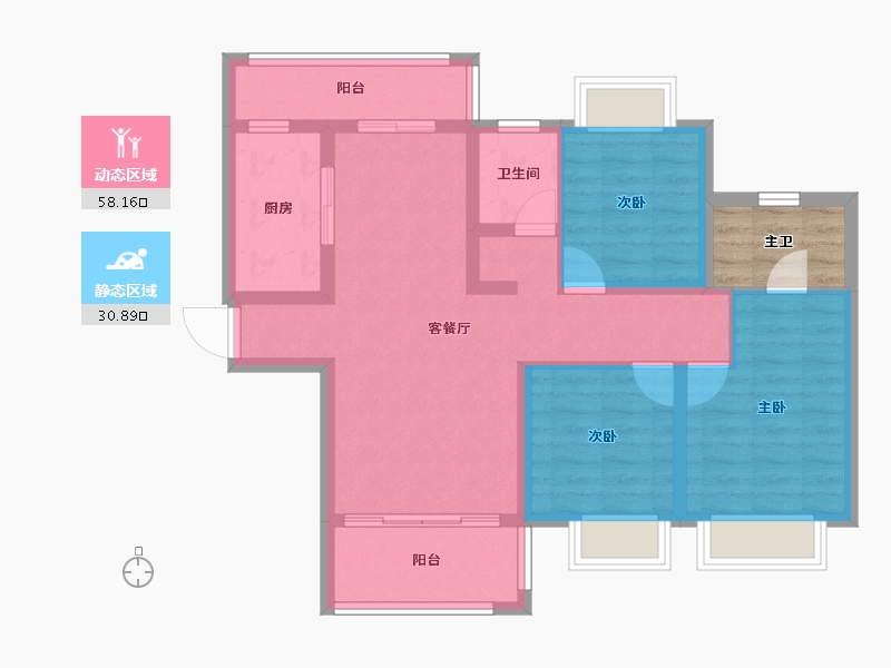 浙江省-金华市-御景峰阁-82.90-户型库-动静分区