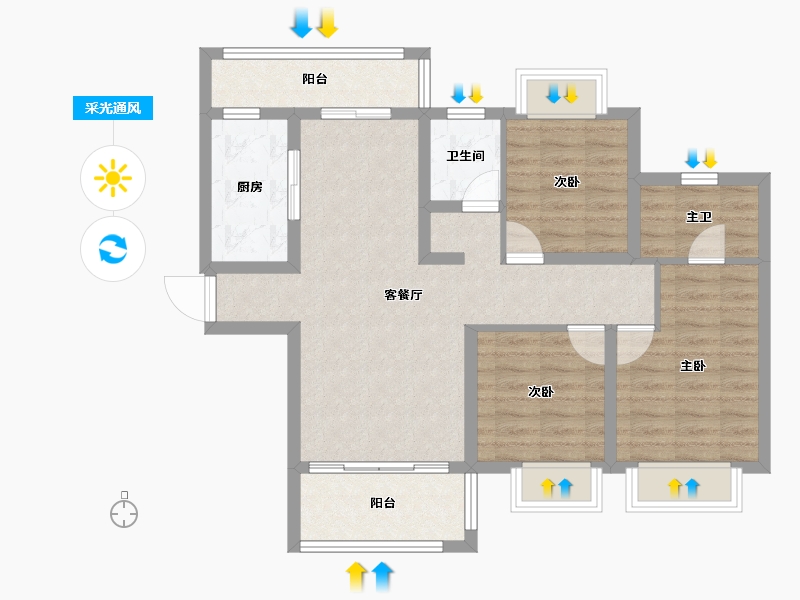 浙江省-金华市-御景峰阁-82.90-户型库-采光通风