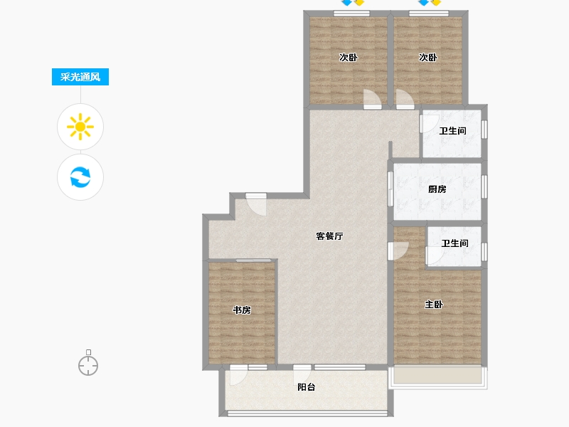 山东省-青岛市-上流和苑-143.26-户型库-采光通风