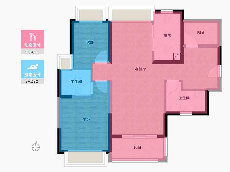 广东省-惠州市-惠阳雅居乐花园-70.15-户型库-动静分区