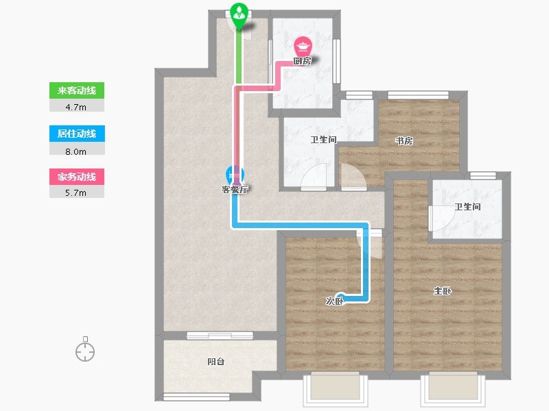 江苏省-镇江市-昌建融创·湖润园-88.54-户型库-动静线