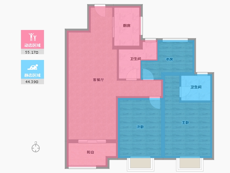 江苏省-镇江市-昌建融创·湖润园-88.54-户型库-动静分区