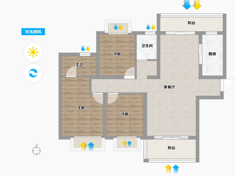 浙江省-金华市-御景峰阁-86.03-户型库-采光通风