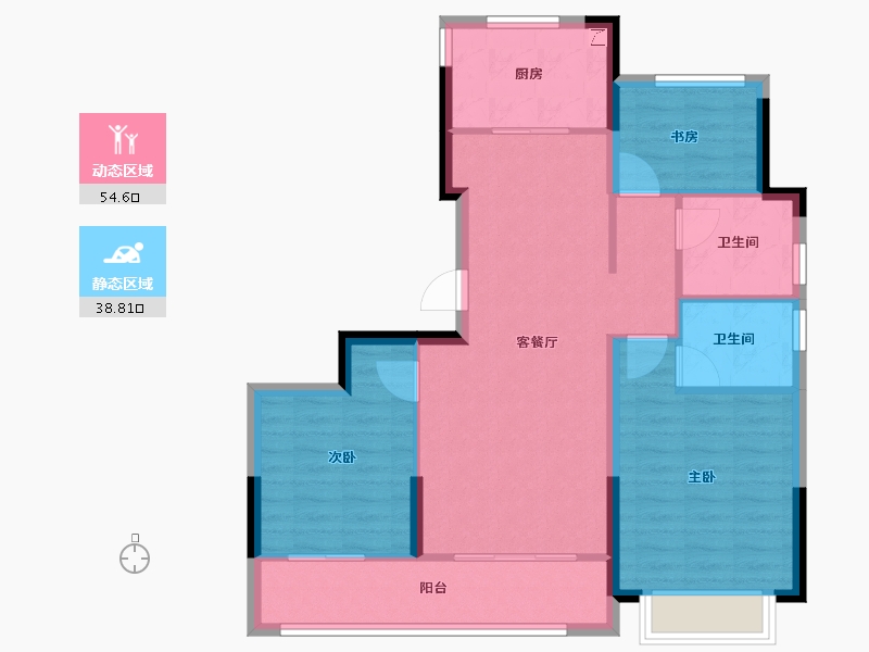 浙江省-金华市-万固云泰璟园-83.99-户型库-动静分区