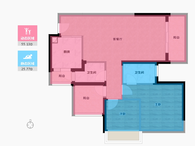 广东省-惠州市-龙光玖榕府-71.70-户型库-动静分区