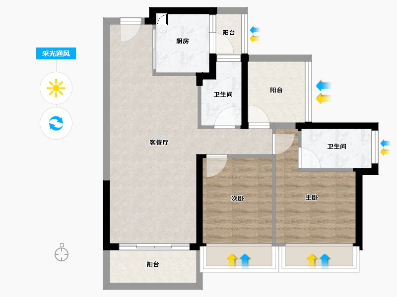 广东省-惠州市-龙光玖榕府-68.51-户型库-采光通风